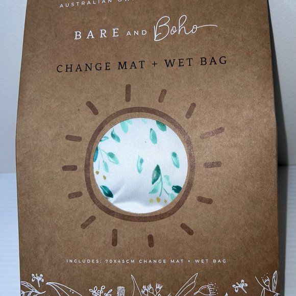 New In Box Bare & Boho Green Leaf Pattern Wet Bag & Change Mat Wet Bag - Picture 7 of 7
